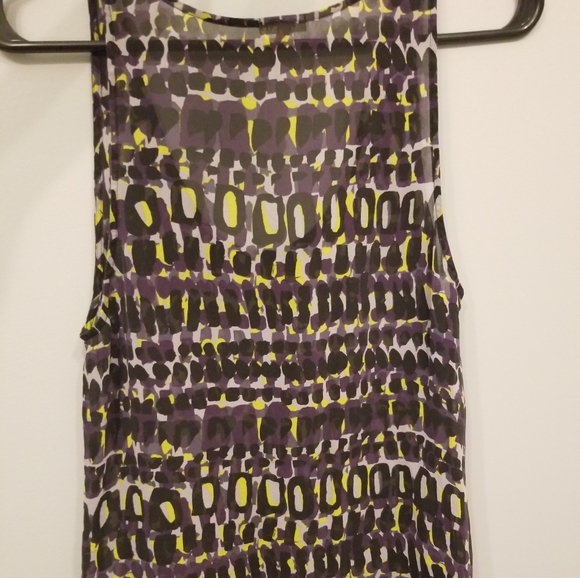 Flounce purple yellow pattern light silk tank top - Picture 5 of 7
